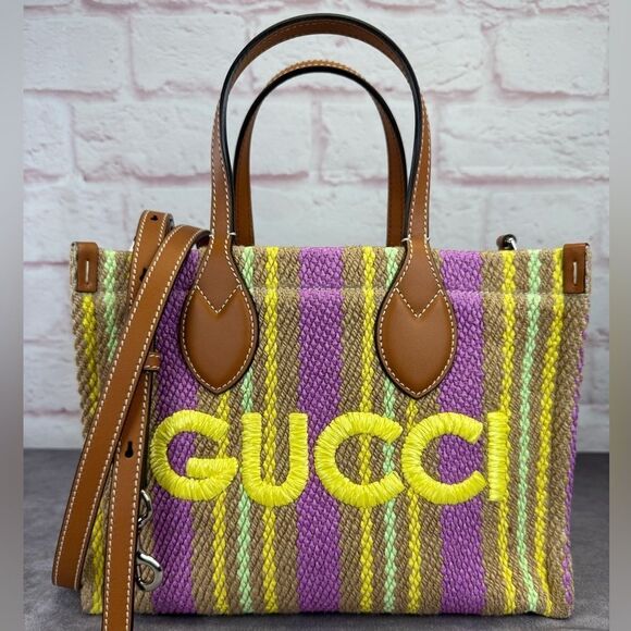 Gucci Handbags - Gucci Jute Stripe Patch 2 Way Tote Mini Bag